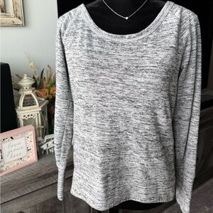 Athleta Gray Marled Scoop Neck Knit Top